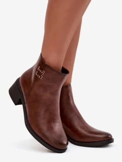 Dámske čižmy Delmira - hnedé, zateplené, na podpätku