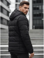Pánska prešívaná zimná bunda s kapucňou čierna FashionStreet TX4894 Pánska prešívaná zimná bunda s kapucňou čierna FashionStreet TX4894