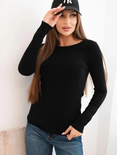 Dámsky viskózový sveter s okrúhlym výstrihom a priliehavým strihom čierny