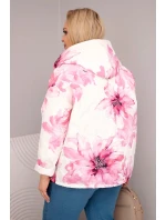 Plus veľkosť dámske jarné bundy s kvetinovým vzorom svetlo ružová