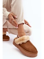 Kožené Semišové Pantofle Dámské Na Platformě S Kožíškem Camel model 21638811 - Boto Kožené Semišové Pantofle Dámské Na Platformě S Kožíškem Camel model 21638811 - Boto