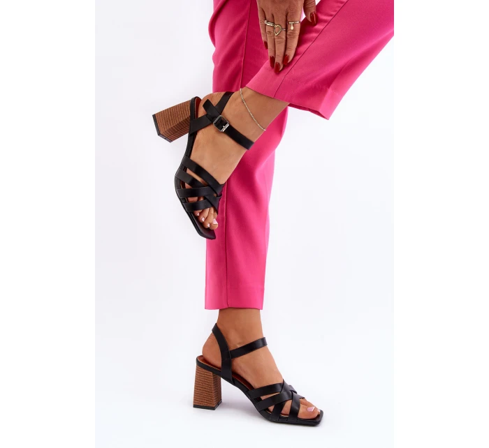 Sandały Damskie Na Słupku Czarne Opifiana Sandały Damskie Na Słupku Czarne Opifiana