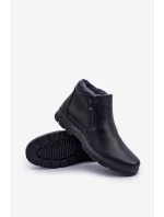 Ocieplane Męskie Botki Z Eko Skóry Czarne Daniello