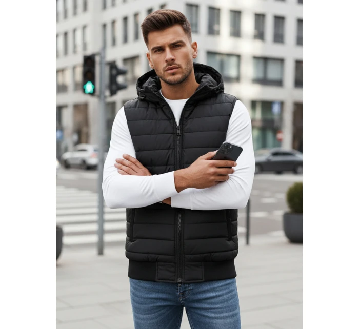 Pánska čierna vesta FashionStreet TX4235 Pánska čierna vesta FashionStreet TX4235