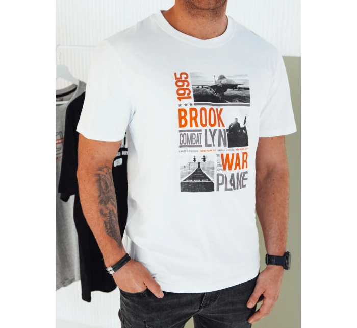 Pánské bílé tričko s potiskem Dstreet model 21974916 - FashionStreet