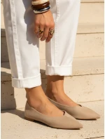 Dámske semišové špicaté baleríny béžové FashionStreet ZY1351