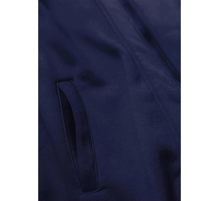 Tmavomodrá dlhá dámska mikina na zips (AMG815)