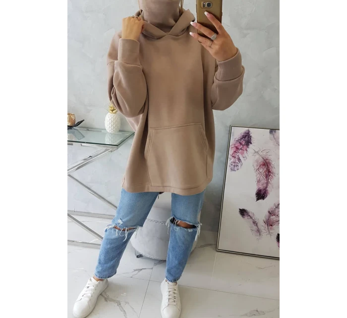 Zateplená mikina se zipem na zádech tmavě béžová Zateplená mikina se zipem na zádech tmavě béžová