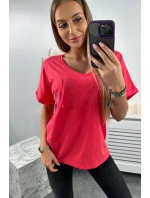 Bavlnená blúzka s vreckom malinová