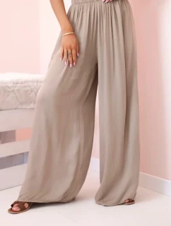 Široké dámské kalhoty s elastickým pasem velbloud