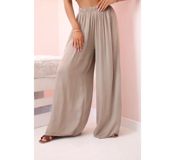 Dámske široké nohavice z viskózy s elastickým ťavím pásom