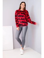 Dámska oversize mikina s kapucňou a potlačou červená Dámska oversize mikina s kapucňou a potlačou červená