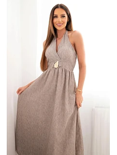 Dámske maxi šaty z viskózy viazané za krkom s fango sponou