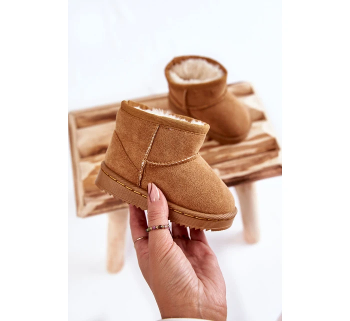 Dětské Teplé Sněhule Semišové Velbloud model 21602949 - Boto Dětské Teplé Sněhule Semišové Velbloud model 21602949 - Boto