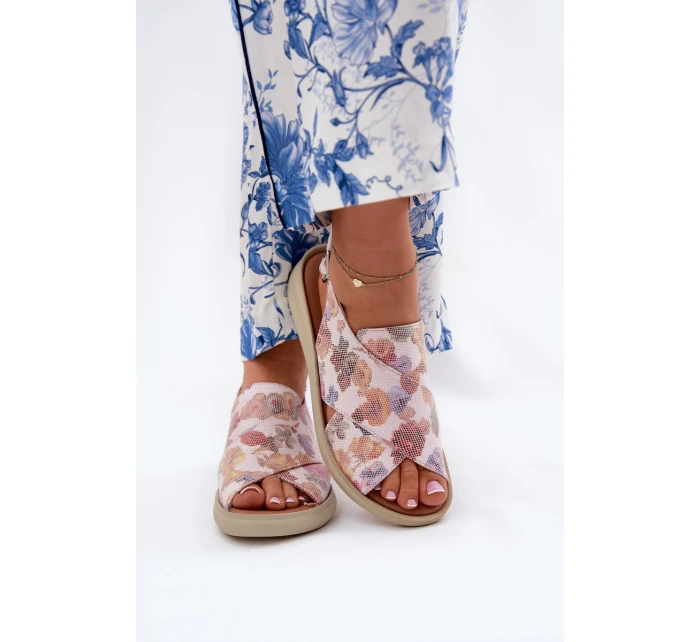 Sandały Damskie Z Eko Skóry W Kwiaty Multikolor Tosmelia Sandały Damskie Z Eko Skóry W Kwiaty Multikolor Tosmelia