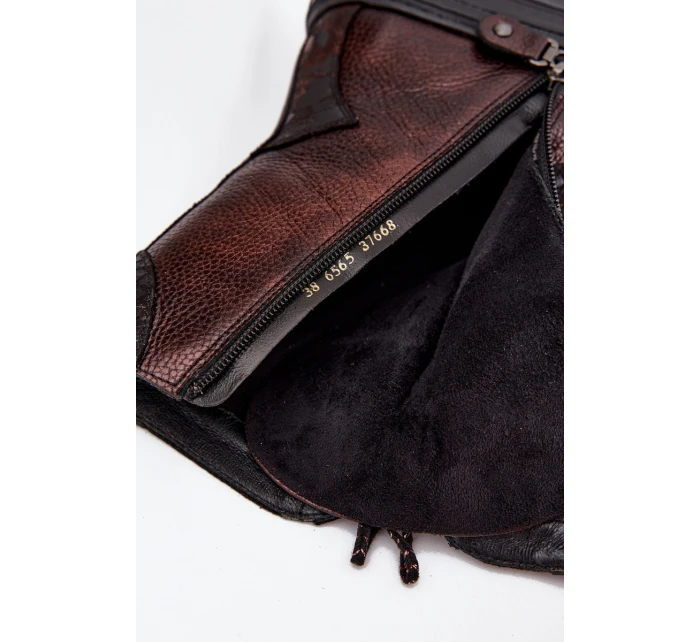 Kožené kotníkové boty na platformě s podšívkou model 21714263 - Maciejka