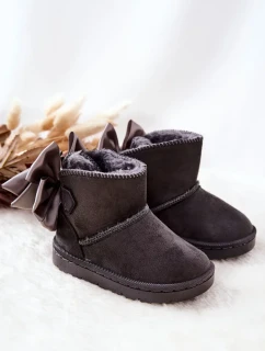 Dětské Teplé Sněhule S mašlí Šedé Snowis