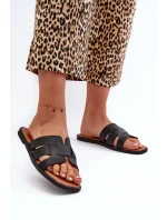 Dámske ploché papuče z ekokože, čierne Risamay Dámske ploché papuče z ekokože, čierne Risamay