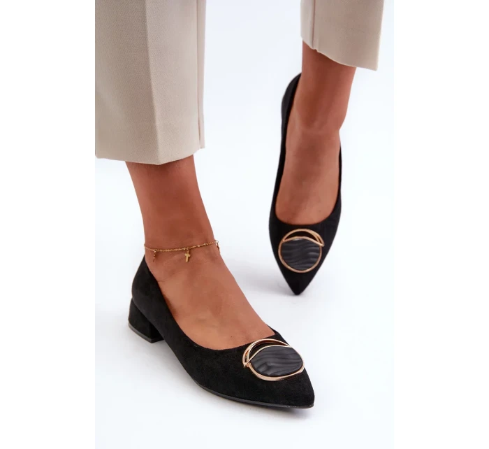 Lodičky na nízkom podpätku z eko semišu S.Barski Black