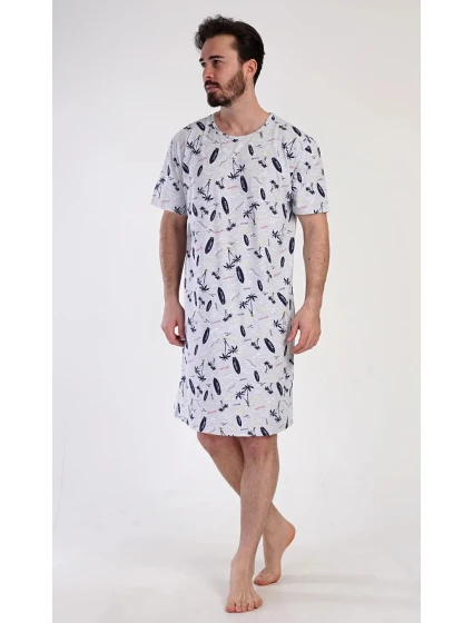 Pánska nočná košeľa Surfing Grey s potlačou - Vienetta Pánska nočná košeľa Surfing Grey s potlačou - Vienetta