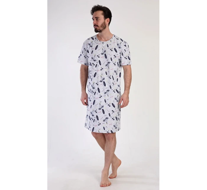 Pánska nočná košeľa Surfing Grey s potlačou - Vienetta Pánska nočná košeľa Surfing Grey s potlačou - Vienetta