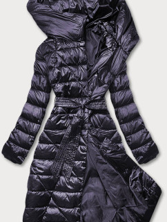 Tmavo fialová dámska bunda s opaskom pre zaväzovanie (AG1-J9069B)