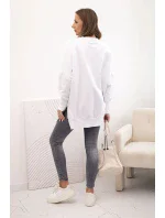 Dámska bavlnená mikina so širokým spodným lemom biela