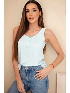 Dámska rebrovaná blúzka s ramienkami a mätovým gombíkom