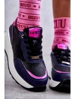 Dámská sportovní obuv na klínku model 21596635 černé a Námořnická modrá - Goe