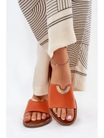 Klapki Damskie Eko Skórzane Z Ozdobnymi Detalami Pomarańczowe Mevith Klapki Damskie Eko Skórzane Z Ozdobnymi Detalami Pomarańczowe Mevith