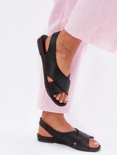 Dámské kožené sandály černé model 21701814 - Zazoo