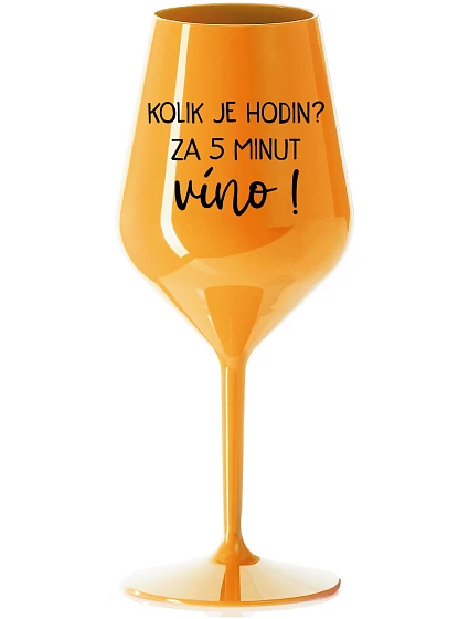 JE ZA 5  oranžová nerozbitná sklenice na víno 470 ml model 22163723 - Giftela