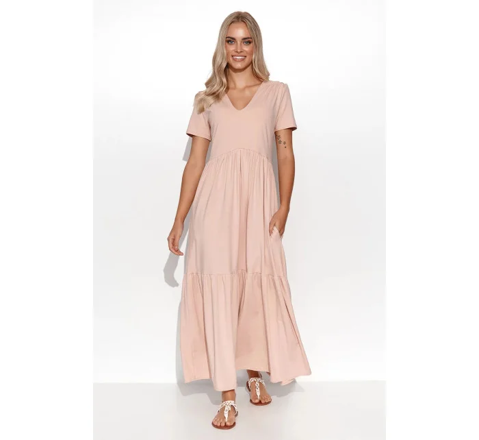 Denné šaty M549 body - Makadamia