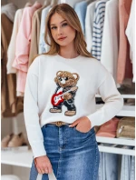 Dámský oversize svetr s medvídkem bílý Dstreet model 21986137 - FashionStreet