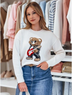 Dámsky nadrozmerný sveter s medvedíkom MISLOOK biely FashionStreet MY2467