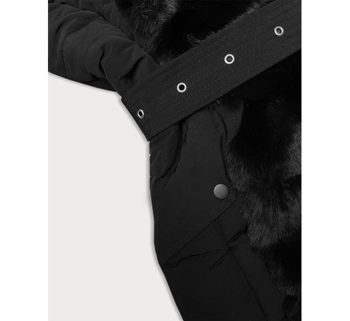 Čierna dámska zimná bunda s kožušinou J Style (11Z8096)