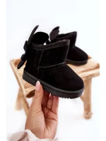 Dziewczęce Ocieplane Śniegowce Z Kokardkami Czarne Meriva