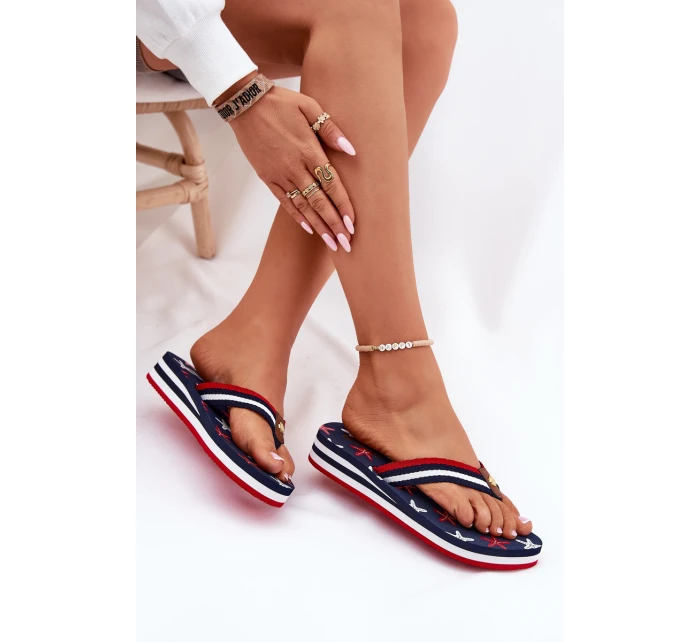 Dámské žabky na klínu Big Star model 21693870 tmavě modré - Big Star Shoes