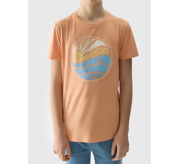 Chlapecké tričko regular s potiskem 4F - korálové Chlapecké tričko regular s potiskem 4F - korálové