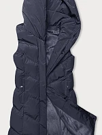 Dámska vesta so stojačikom a kapucňou, tmavomodrá (23-011)