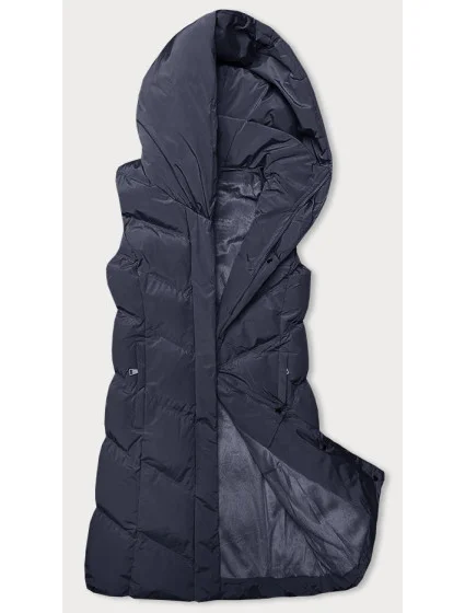 Dámska vesta so stojačikom a kapucňou, tmavomodrá (23-011) Dámska vesta so stojačikom a kapucňou, tmavomodrá (23-011)