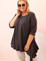 Dámska blúzka v nadmernej veľkosti s bavlnou, vreckom a vyhrnutými rukávmi kiwi