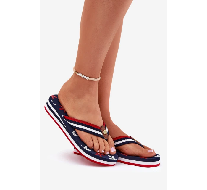 Dámské žabky na klínu Big Star model 21693870 tmavě modré - Big Star Shoes