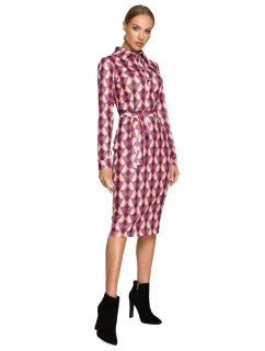 M706 Šaty s rukávmi, golierom a potlačou - model 2