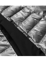 Dámska sivá zimná bunda z rôznych lepených materiálov (dk067-45)