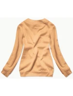 Dámska rebrovaná mikina s golierom v nude farbe (W01-160)