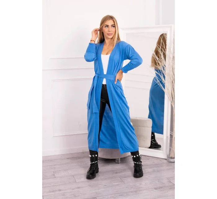 Sweter długi kardigan wiązany w talii jeansowy Sweter długi kardigan wiązany w talii jeansowy