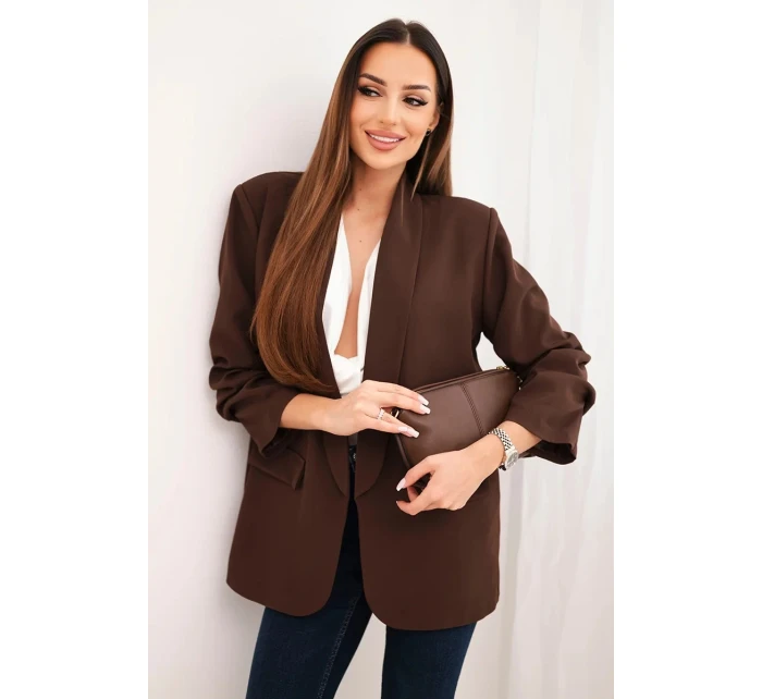 Elegantní sako s klopami hnědé