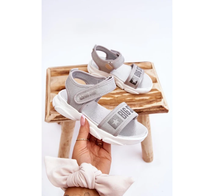 Dziecięce Sandałki Na Rzep Big Star LL374194 Srebrne