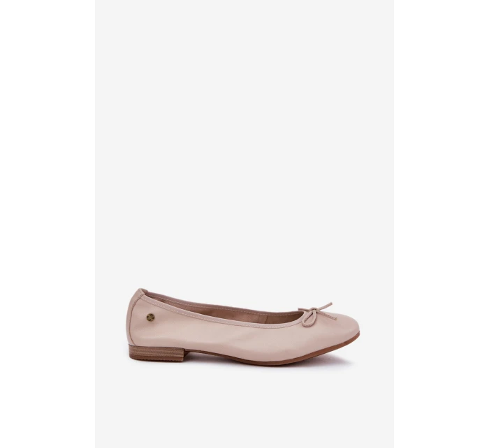 Skórzane Baleriny Damskie Maciejka P6800-04 Beżowe
